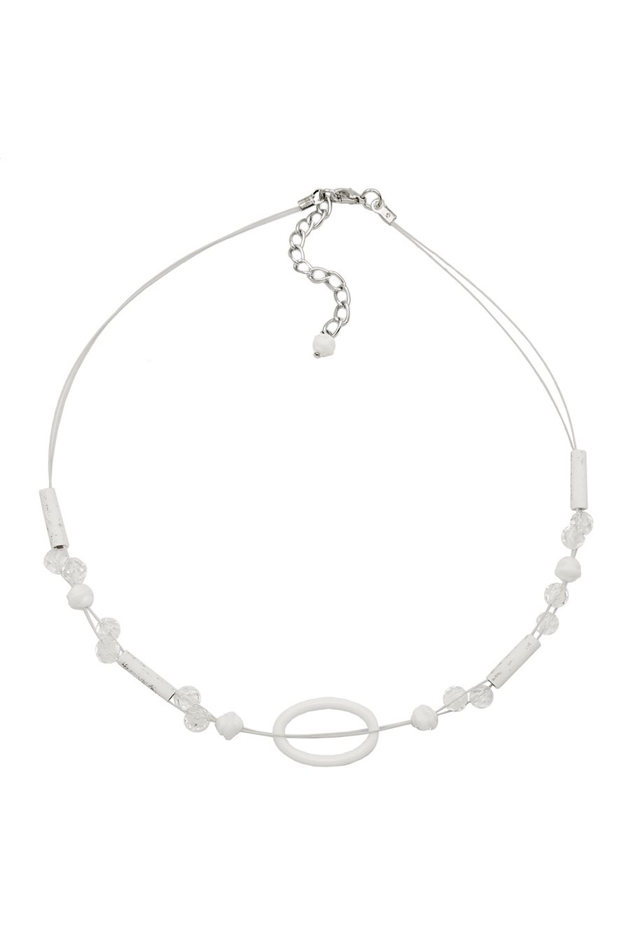 NECKLACE WHITE OVAL RING TRANSPARENT