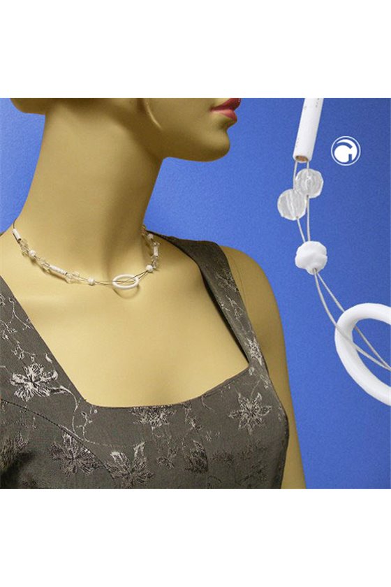 NECKLACE WHITE OVAL RING TRANSPARENT