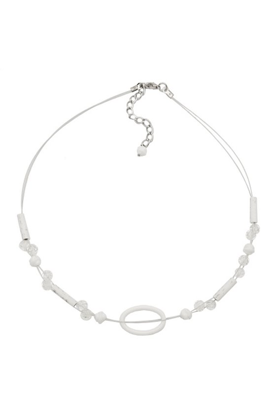 NECKLACE WHITE OVAL RING TRANSPARENT