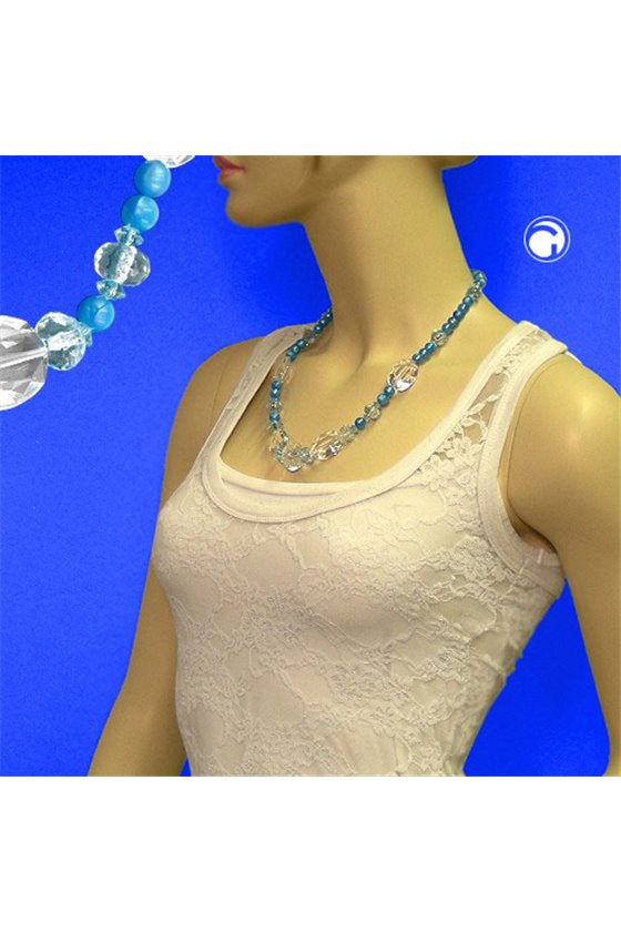 NECKLACE LIGHT-BLUE TURQUOISE 55CM
