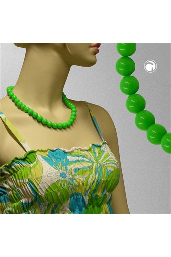 NECKLACE BEADS 12MM GREEN 50CM