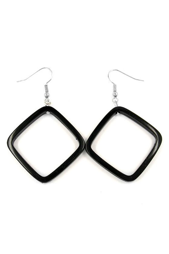 HOOK EARRINGS SQUARE BLACK