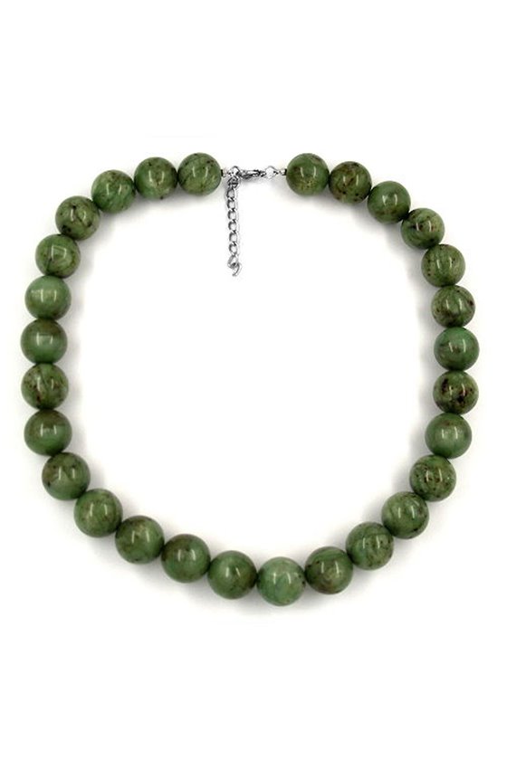 NECKLACE BEADS 18MM GREEN/ BROWN MARBLED