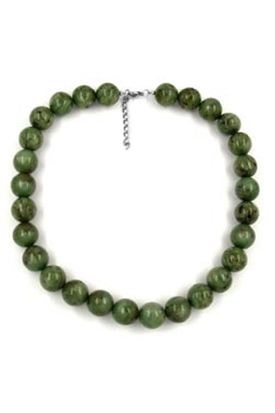 NECKLACE BEADS 18MM GREEN/ BROWN MARBLED