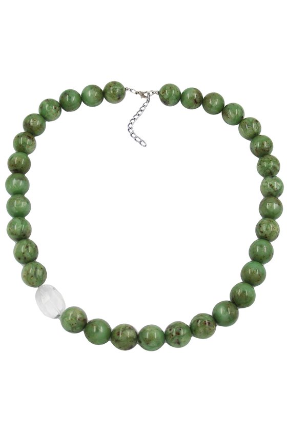 NECKLACE BEADS 22MM GREEN-BROWN 60CM