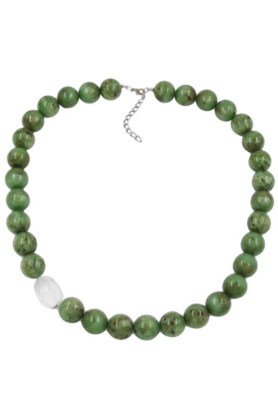 NECKLACE BEADS 22MM GREEN-BROWN 60CM