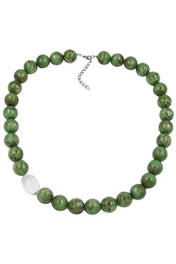 NECKLACE BEADS 22MM GREEN-BROWN 60CM