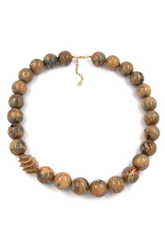 NECKLACE BEADS 22MM BROWN MARBLED 60CM