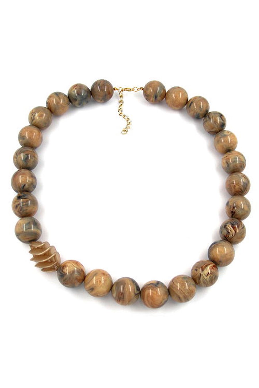 NECKLACE BEADS 22MM BROWN MARBLED 60CM