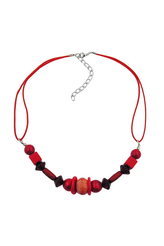 NECKLACE RED WOODEN BEADS