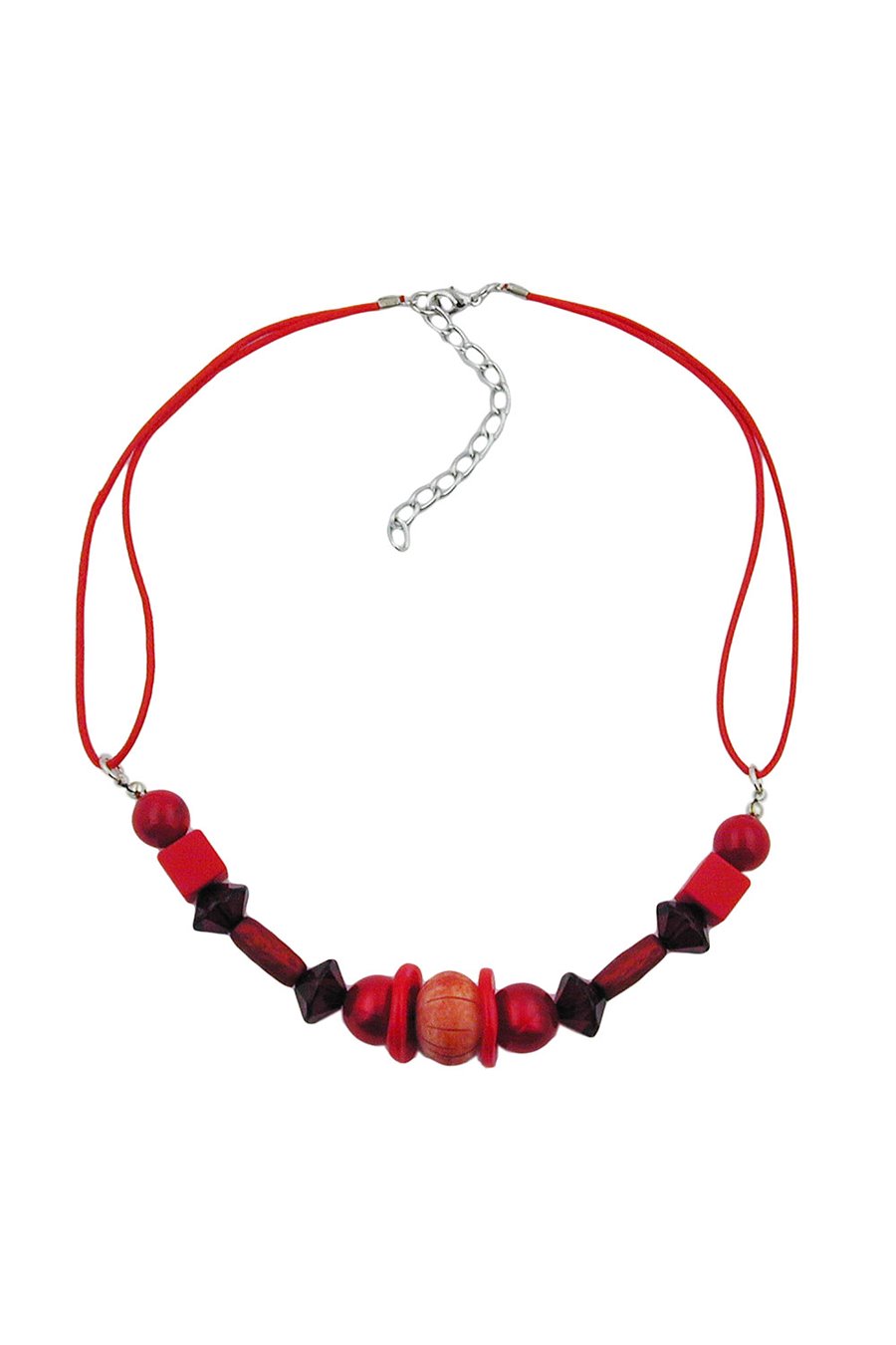 NECKLACE RED WOODEN BEADS