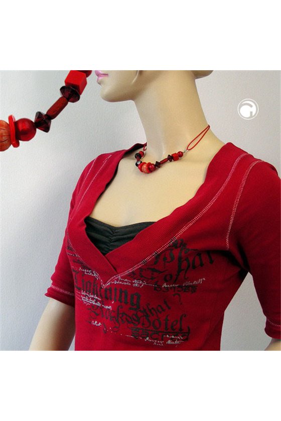 NECKLACE RED WOODEN BEADS
