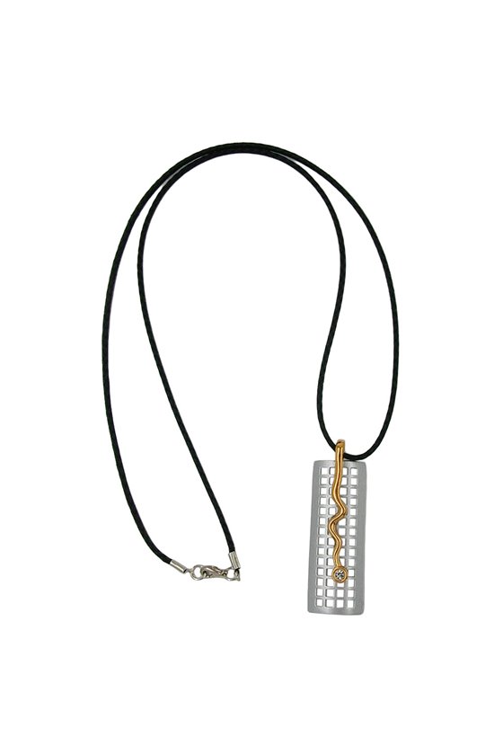 NECKLACE GRID & SNAKE SILVER-GOLD 70CM