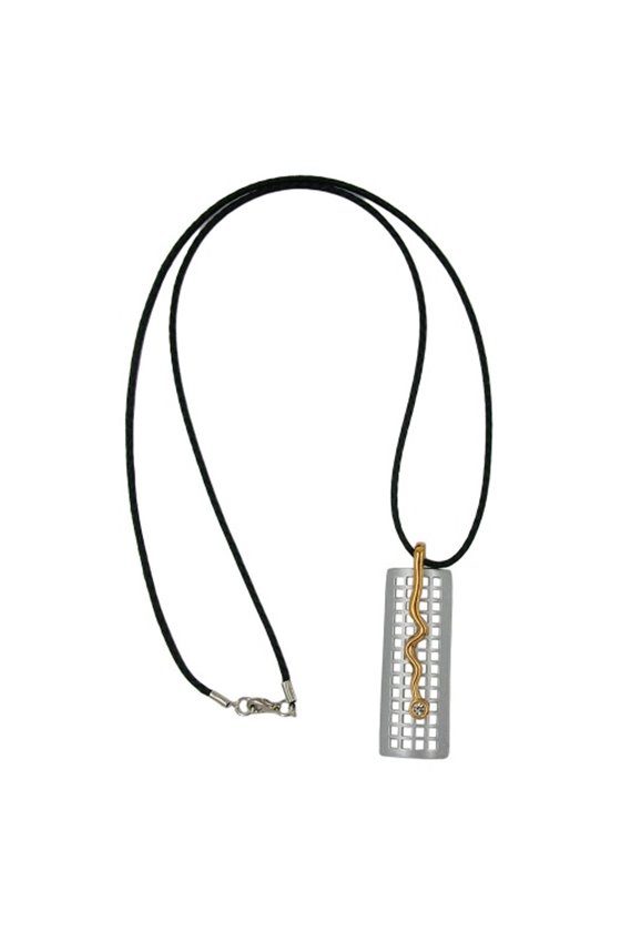 NECKLACE GRID & SNAKE SILVER-GOLD 70CM