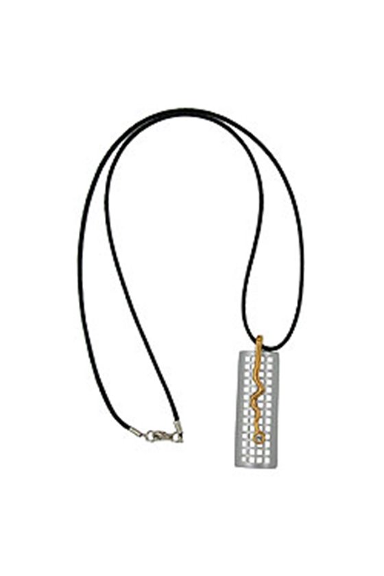 NECKLACE GRID & SNAKE SILVER-GOLD 70CM