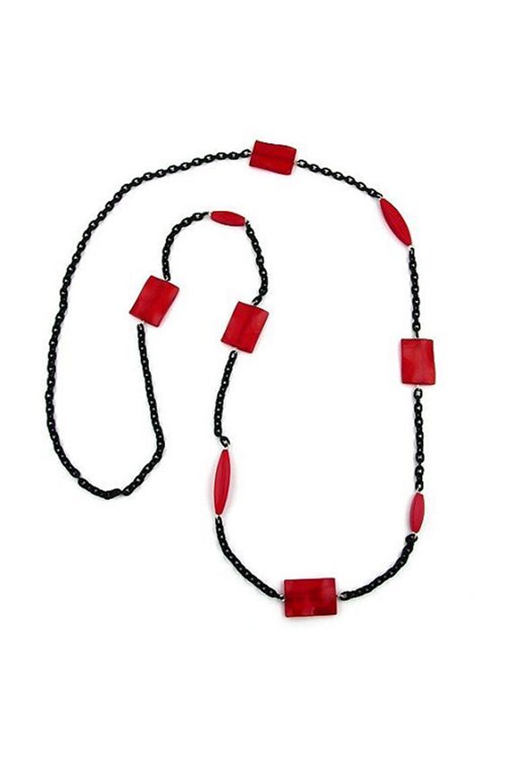 NECKLACE RED-SILK BEADS 100CM