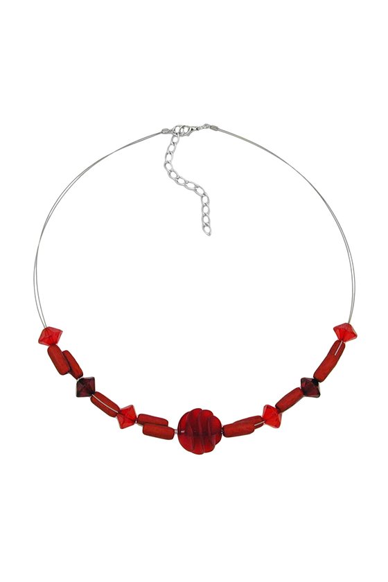NECKLACE VARIOUS SHAPED RED BEADS