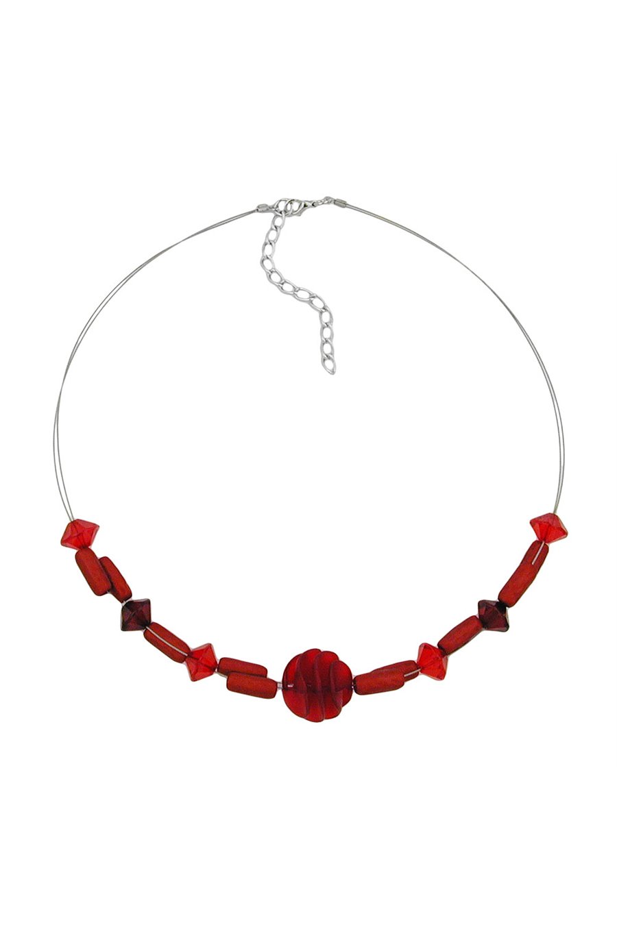 NECKLACE VARIOUS SHAPED RED BEADS