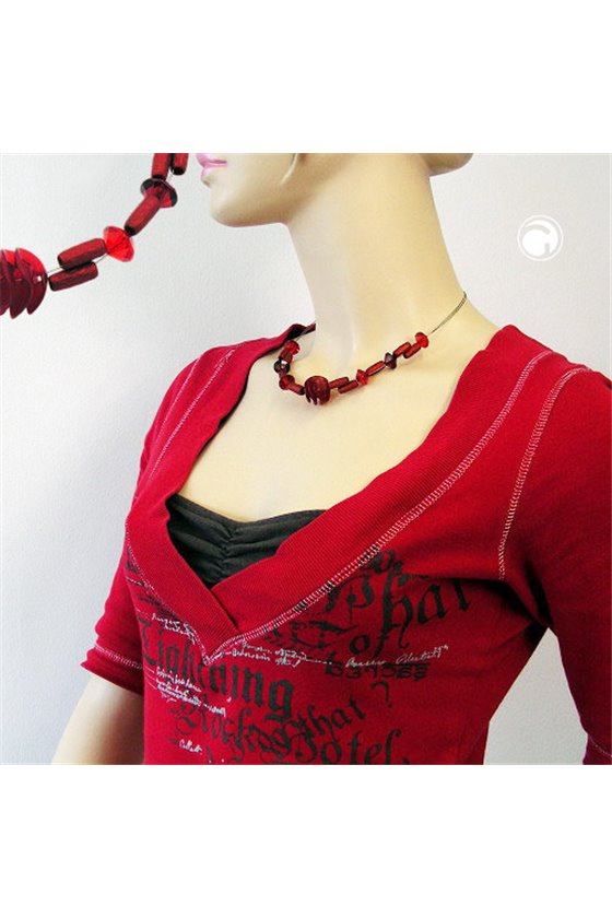 NECKLACE VARIOUS SHAPED RED BEADS