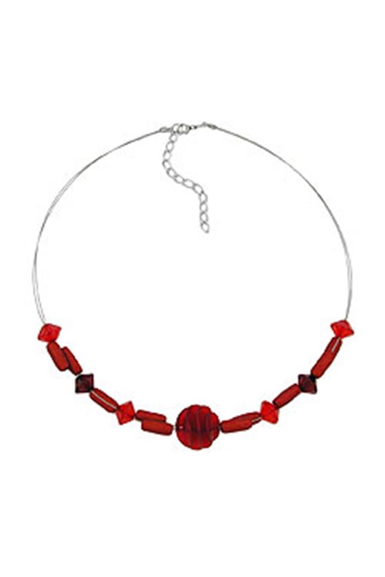 NECKLACE VARIOUS SHAPED RED BEADS