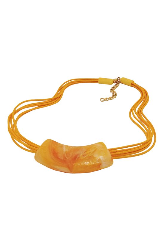 NECKLACE TUBE,. FLAT CURVED YELLOW 50CM