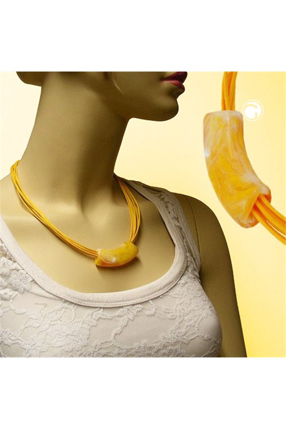 NECKLACE TUBE,. FLAT CURVED YELLOW 50CM