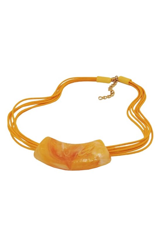 NECKLACE TUBE,. FLAT CURVED YELLOW 50CM