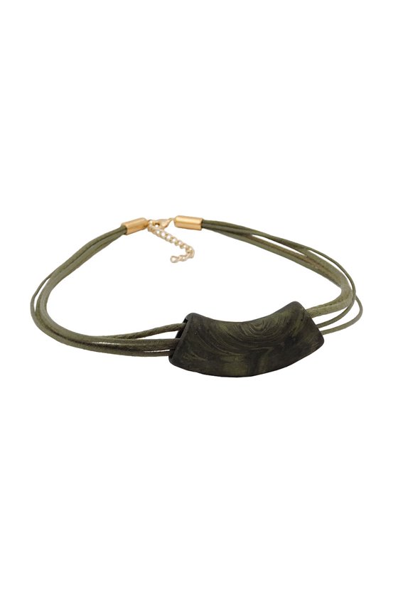 NECKLACE TUBE FLAT CURVED GREEN 50CM