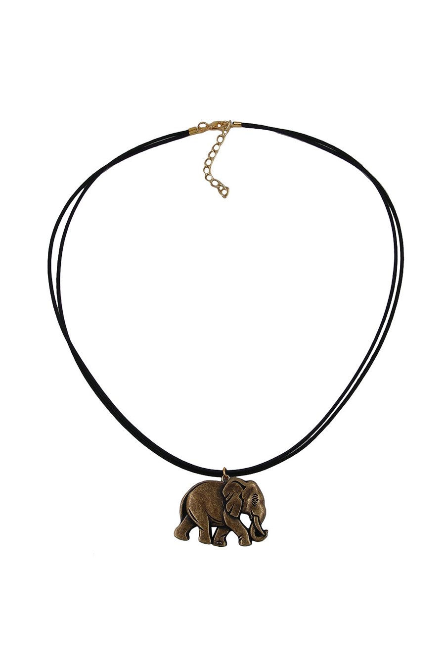 NECKLACE ELEPHANT BLACK-GOLD-COLOURED
