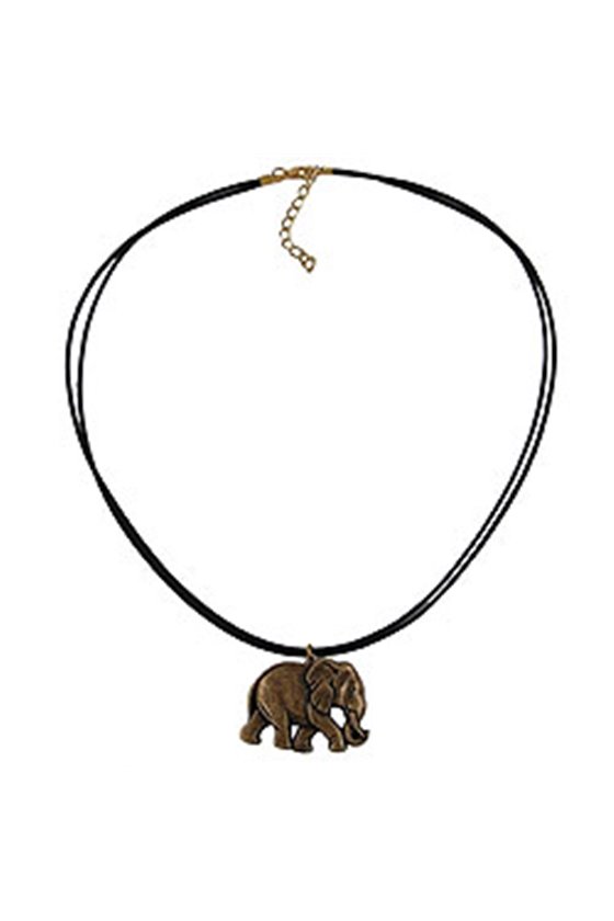 NECKLACE ELEPHANT BLACK-GOLD-COLOURED
