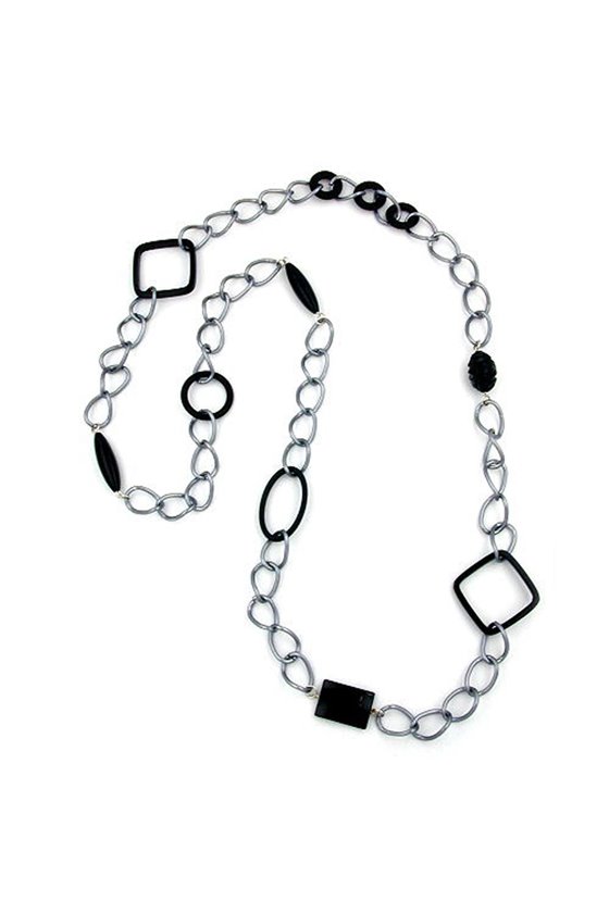 NECKLACE BLACK CURB CHAIN 100CM