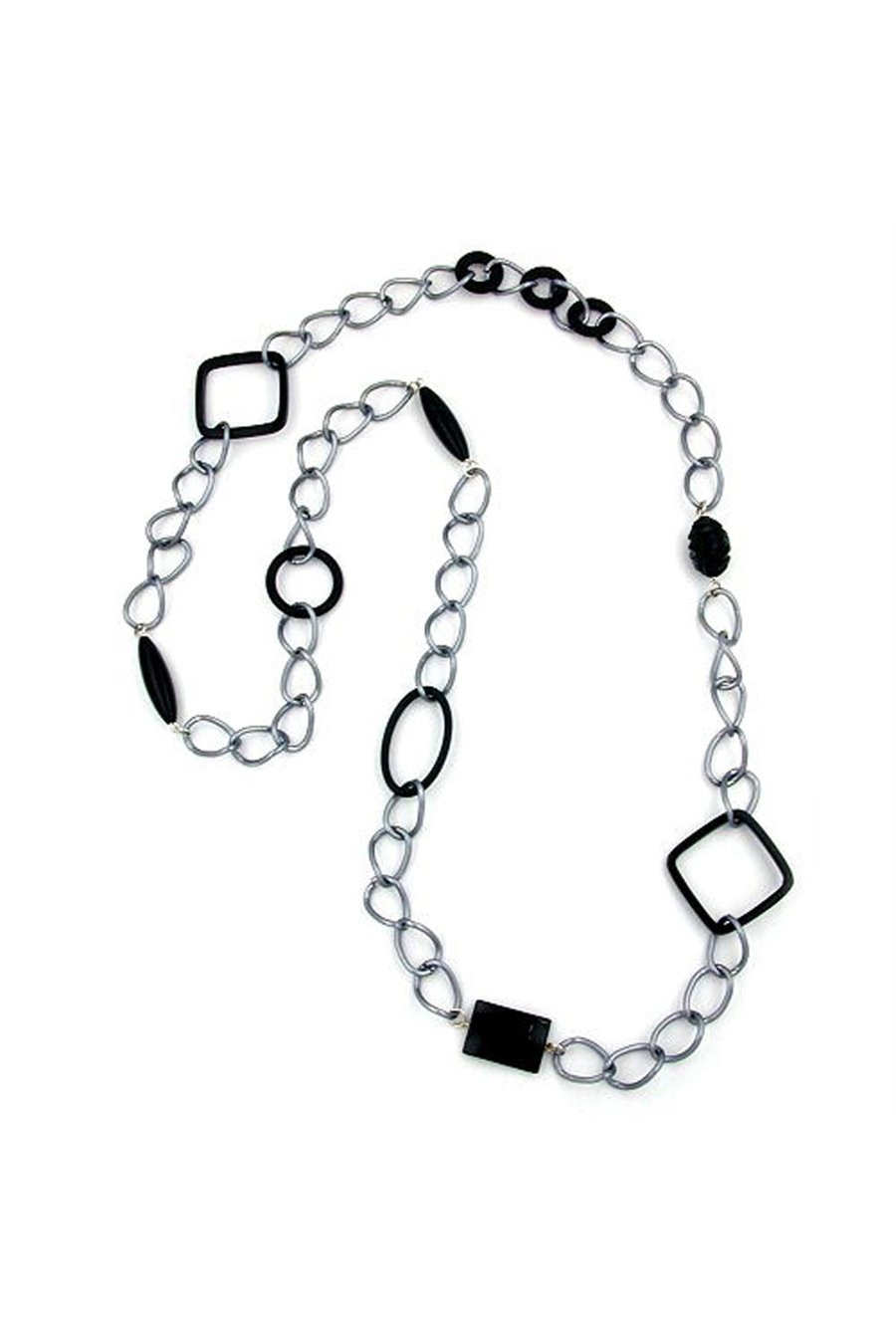 NECKLACE BLACK CURB CHAIN 100CM