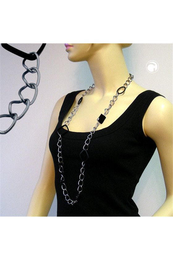 NECKLACE BLACK CURB CHAIN 100CM