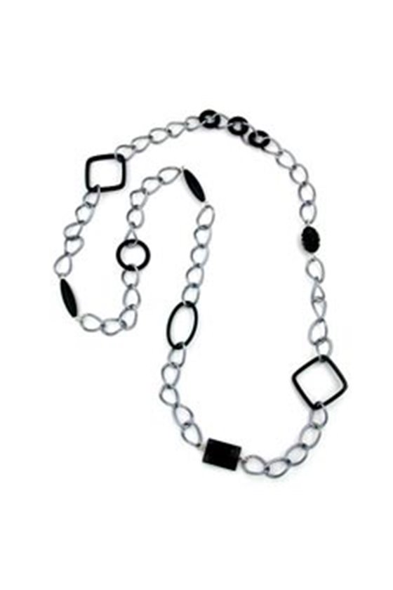 NECKLACE BLACK CURB CHAIN 100CM
