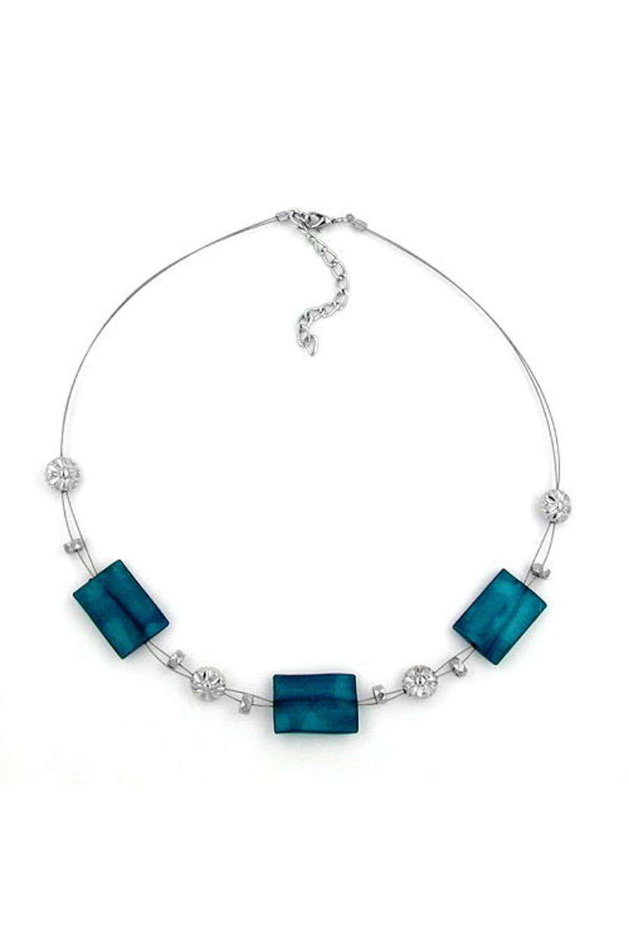 NECKLACE GREEN BEADS 45CM