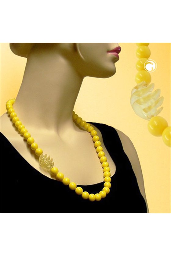 NECKLACE BEADS 16MM YELLOW 60CM