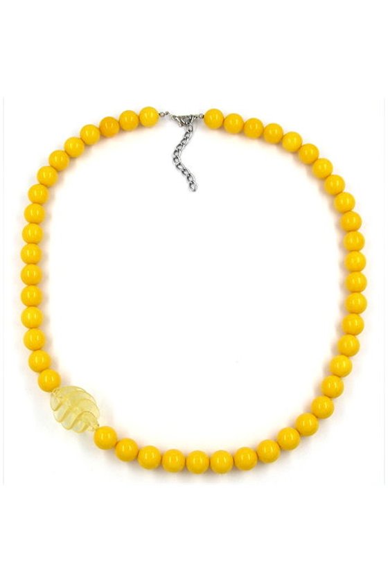 NECKLACE BEADS 16MM YELLOW 60CM