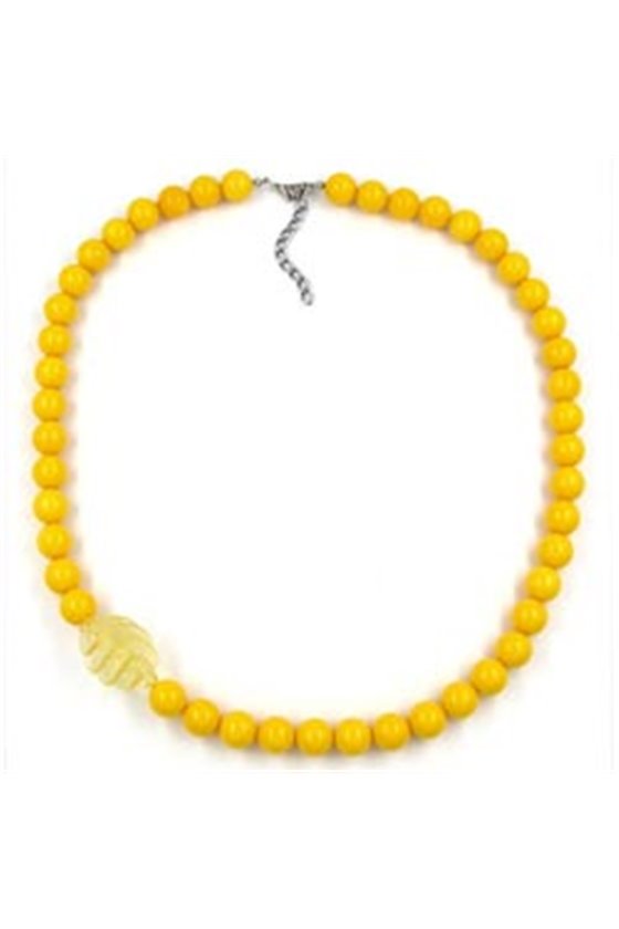 NECKLACE BEADS 16MM YELLOW 60CM