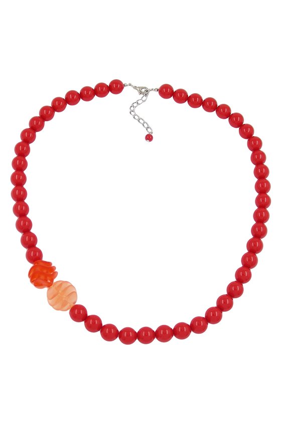 NECKLACE BEADS 12MM RED 60CM