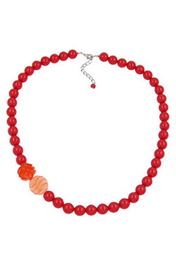 NECKLACE BEADS 12MM RED 60CM