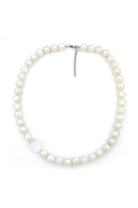 NECKLACE BEADS 14MM WHITE-WAX