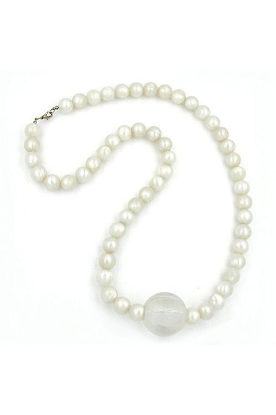 NECKLACE BEADS 35/14MM WAX-WHITE 75CM