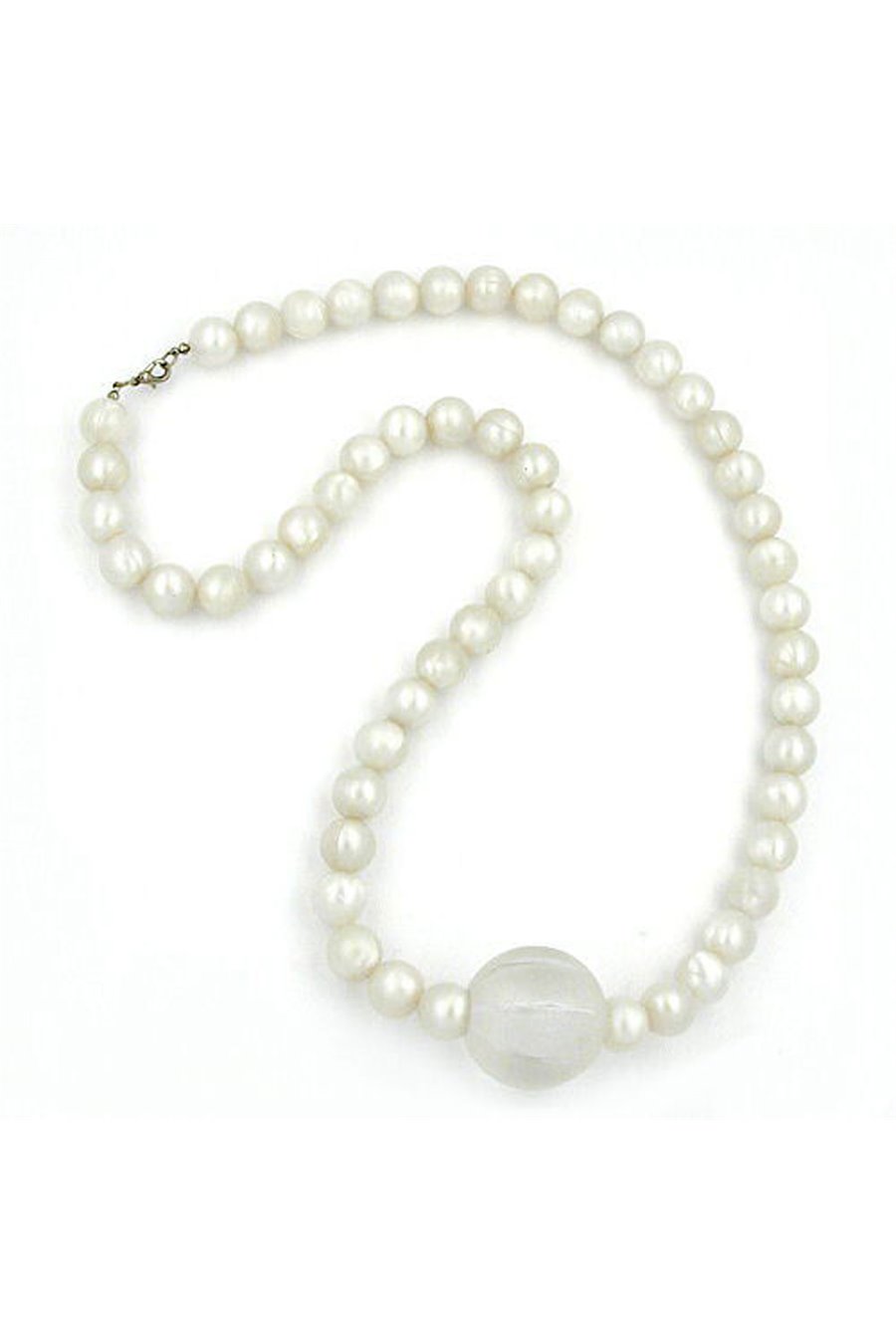 NECKLACE BEADS 35/14MM WAX-WHITE 75CM