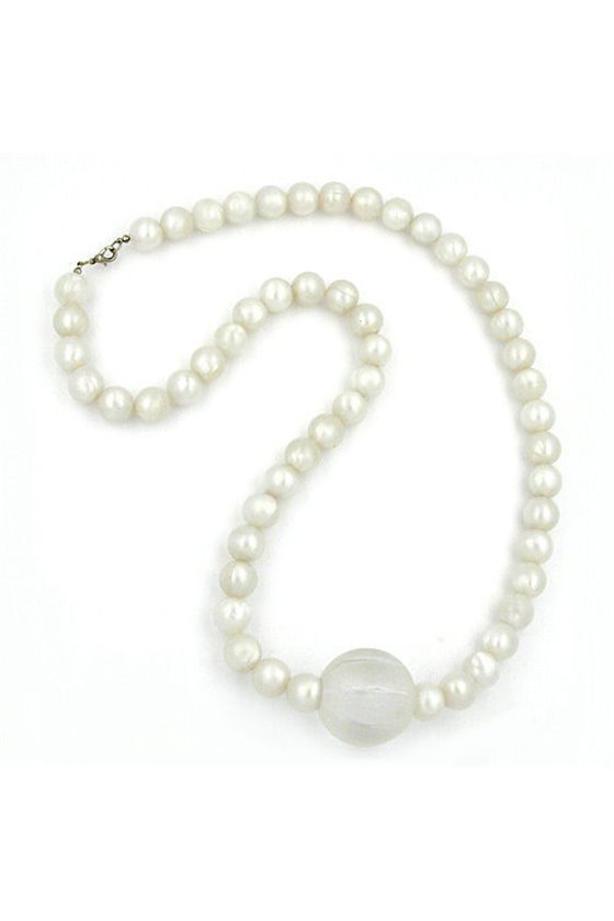 NECKLACE BEADS 35/14MM WAX-WHITE 75CM