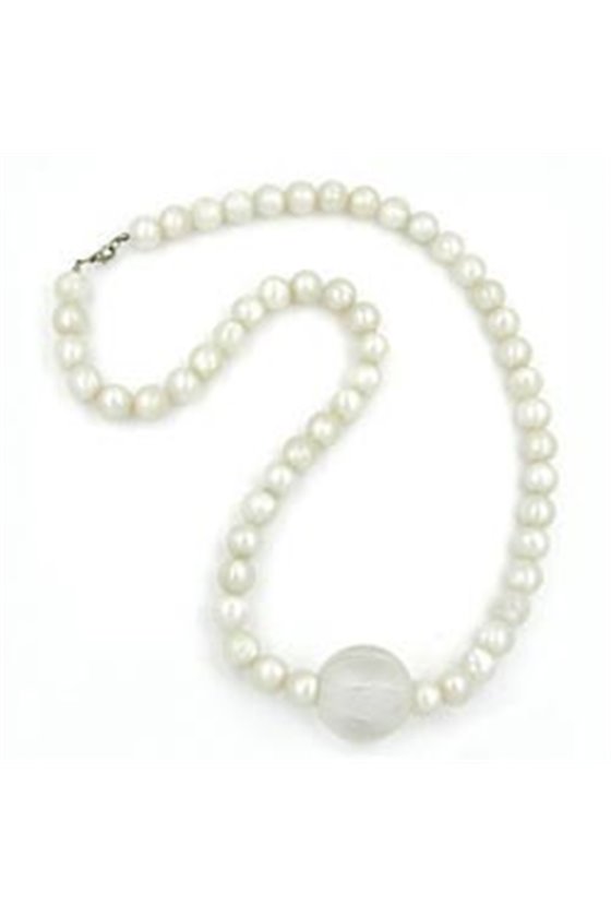 NECKLACE BEADS 35/14MM WAX-WHITE 75CM