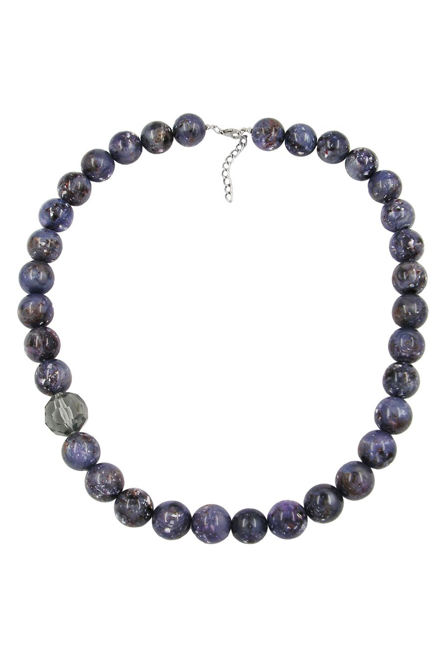 NECKLACE BEADS 18MM PURPLE-GREY 60CM