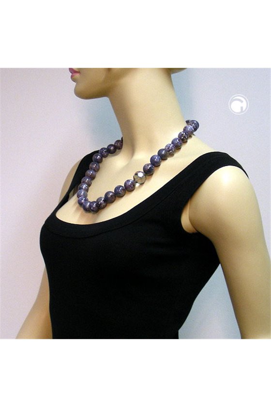 NECKLACE BEADS 18MM PURPLE-GREY 60CM