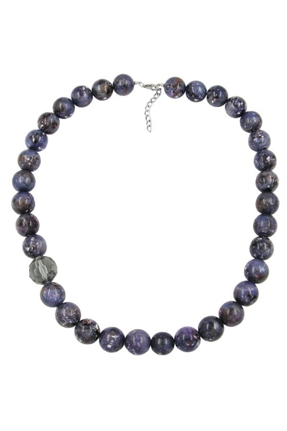 NECKLACE BEADS 18MM PURPLE-GREY 60CM