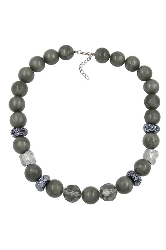 NECKLACE GREY & SILVER BEADS 55CM