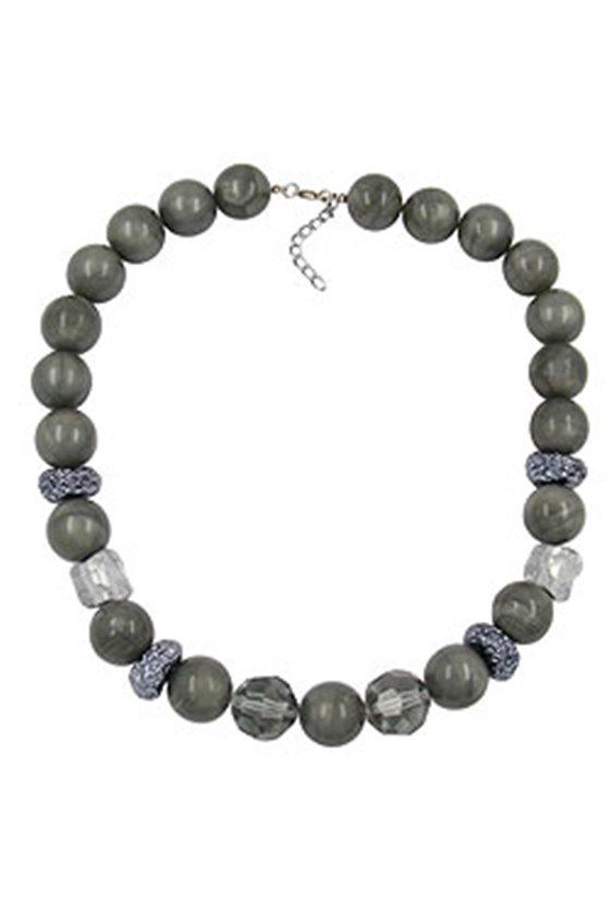 NECKLACE GREY & SILVER BEADS 55CM